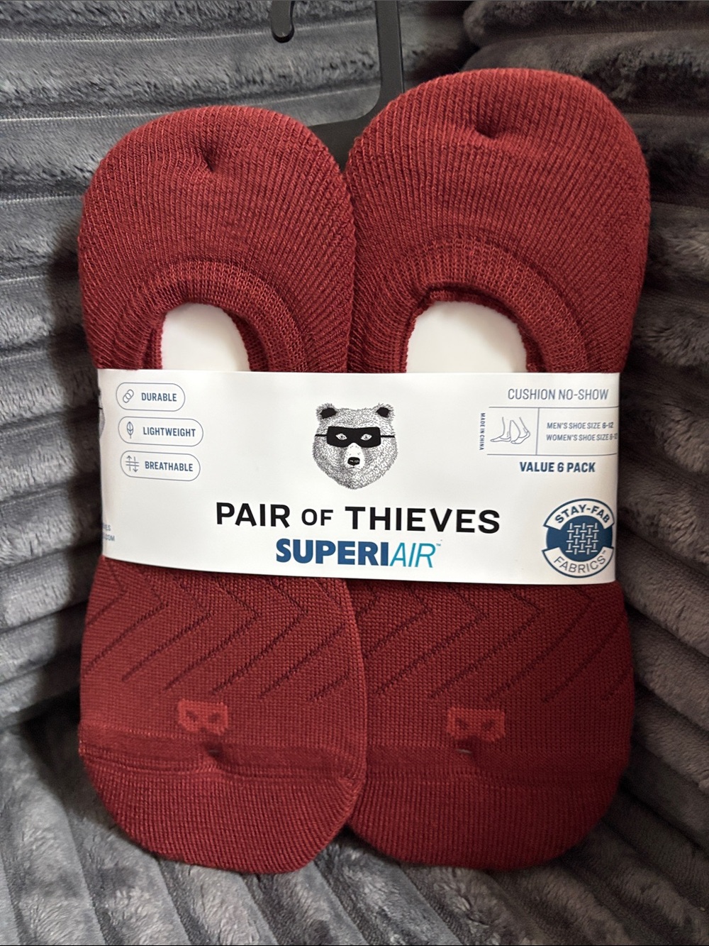 Pair of Thieves SuperAir Cushion No-Show Socks - Red (6-Pack)